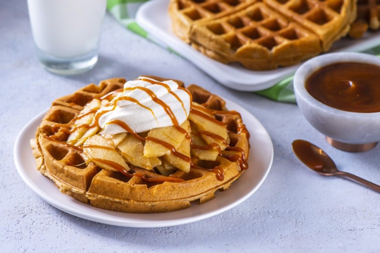 Caramel Apple Waffles Canadian Goodness